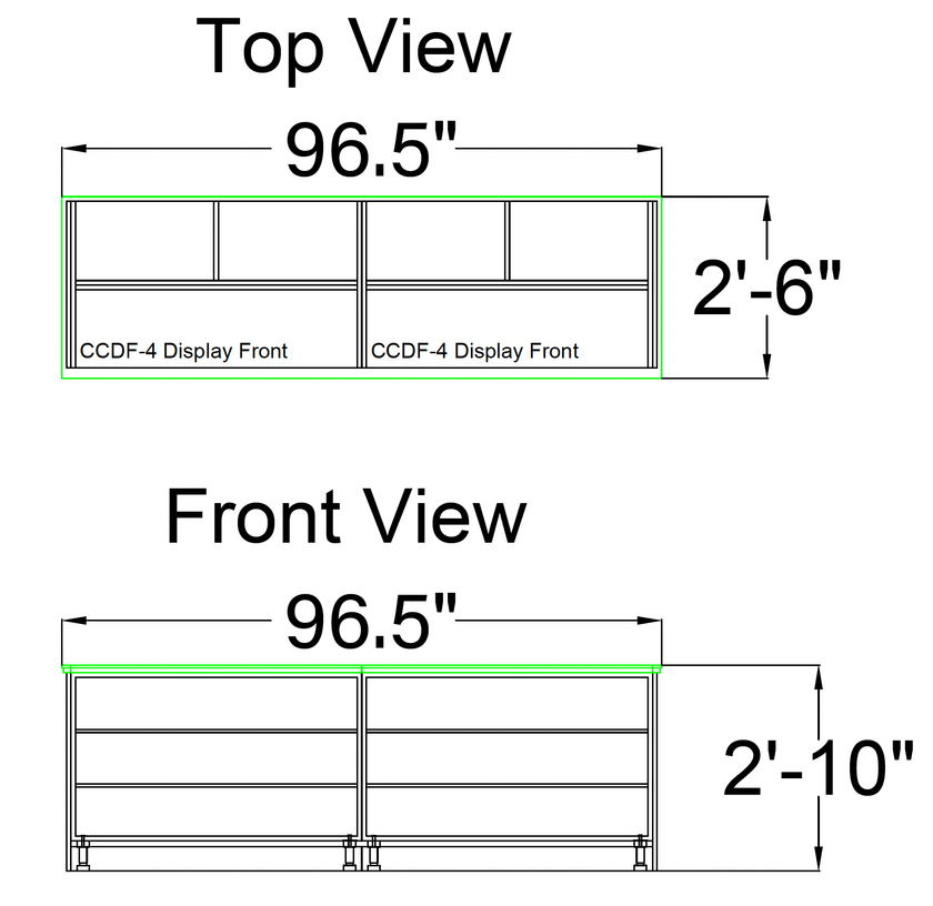 Straight Checkout Counter with Display Front Shelves & LED: 8 Ft. Counter Space