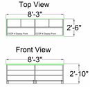 Straight Checkout Counter with Display Front Shelves & LED: 8 Ft. Counter Space