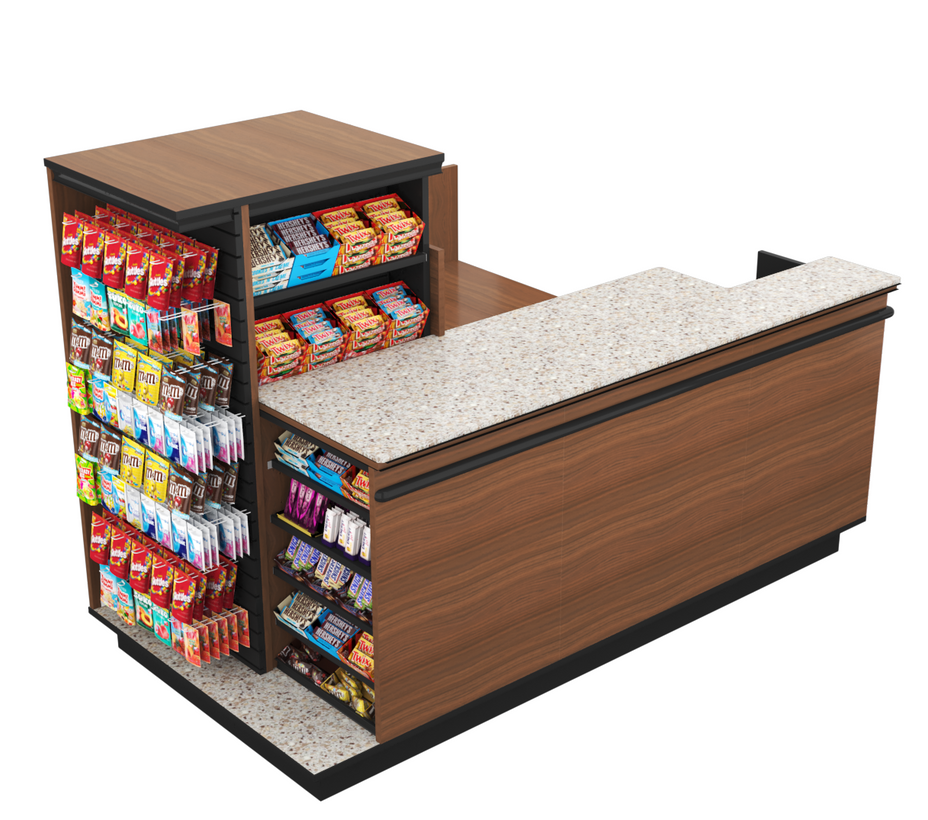 Compact Checkout with 3-Sided Merchandising