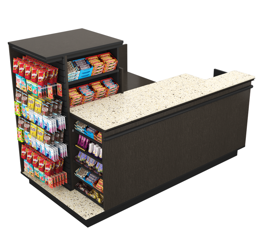Compact Checkout with 3-Sided Merchandising