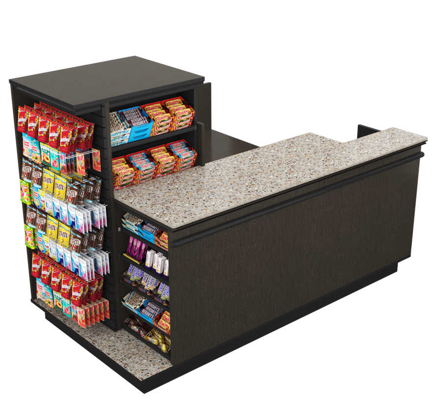 Compact Checkout with 3-Sided Merchandising