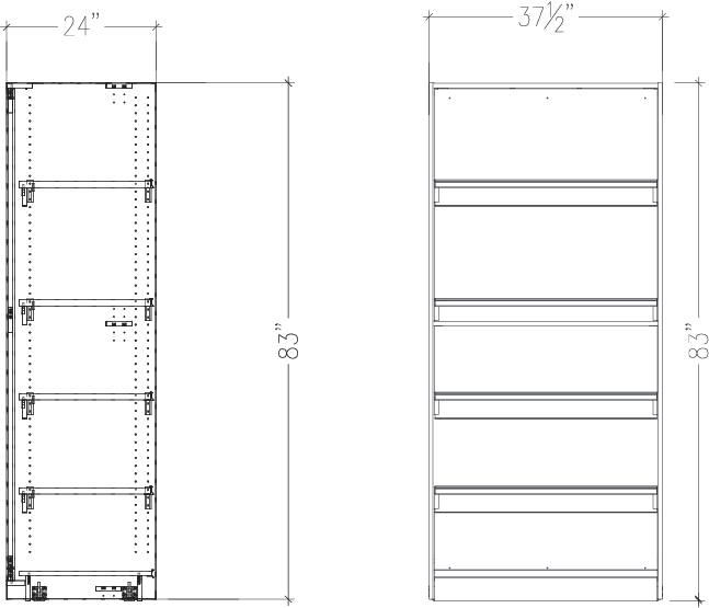 Heavy Duty Modular Shelving STARTER: 36"W x 24"D x 83”H