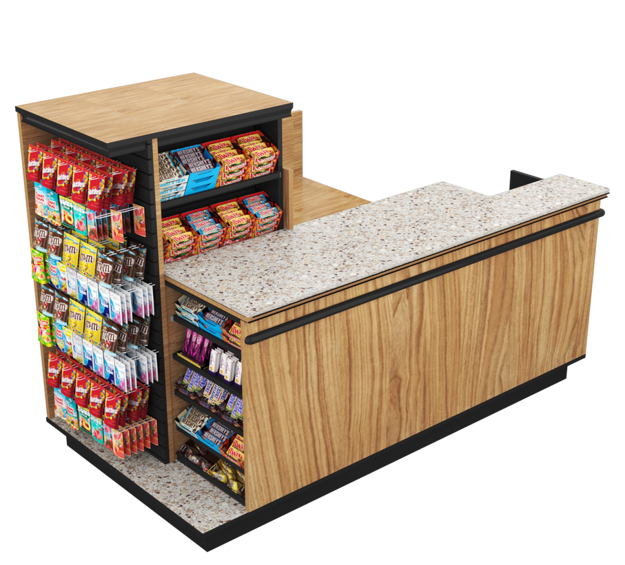 Compact Checkout with 3-Sided Merchandising