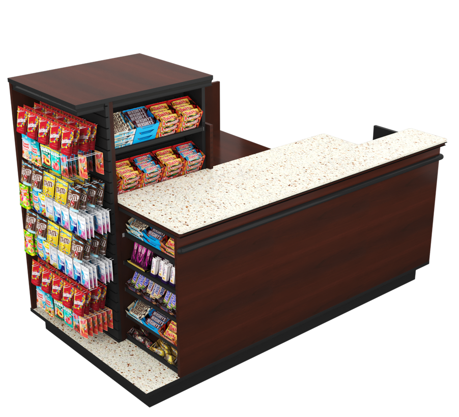Compact Checkout with 3-Sided Merchandising