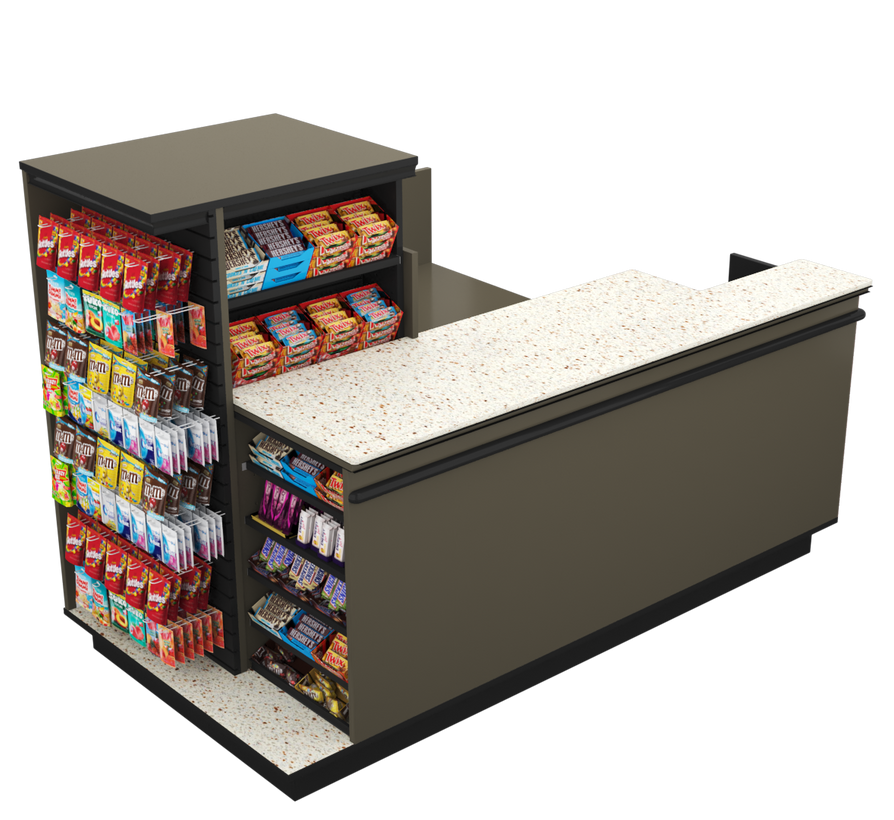 Compact Checkout with 3-Sided Merchandising