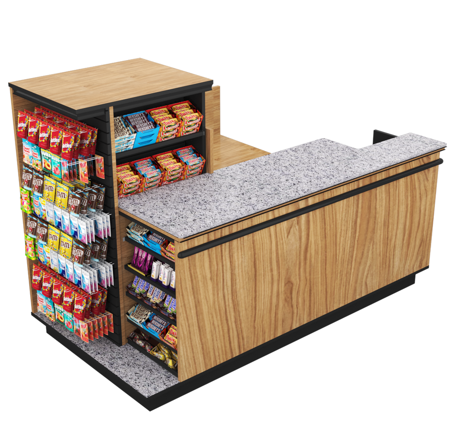 Compact Checkout with 3-Sided Merchandising