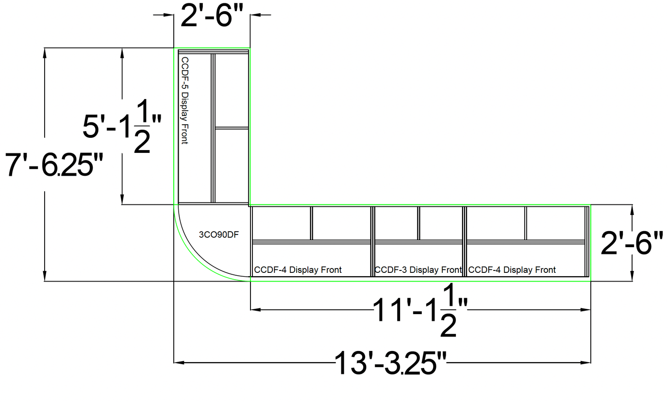 Curved Display-Front Checkout Counter with Display Front Shelves & LED