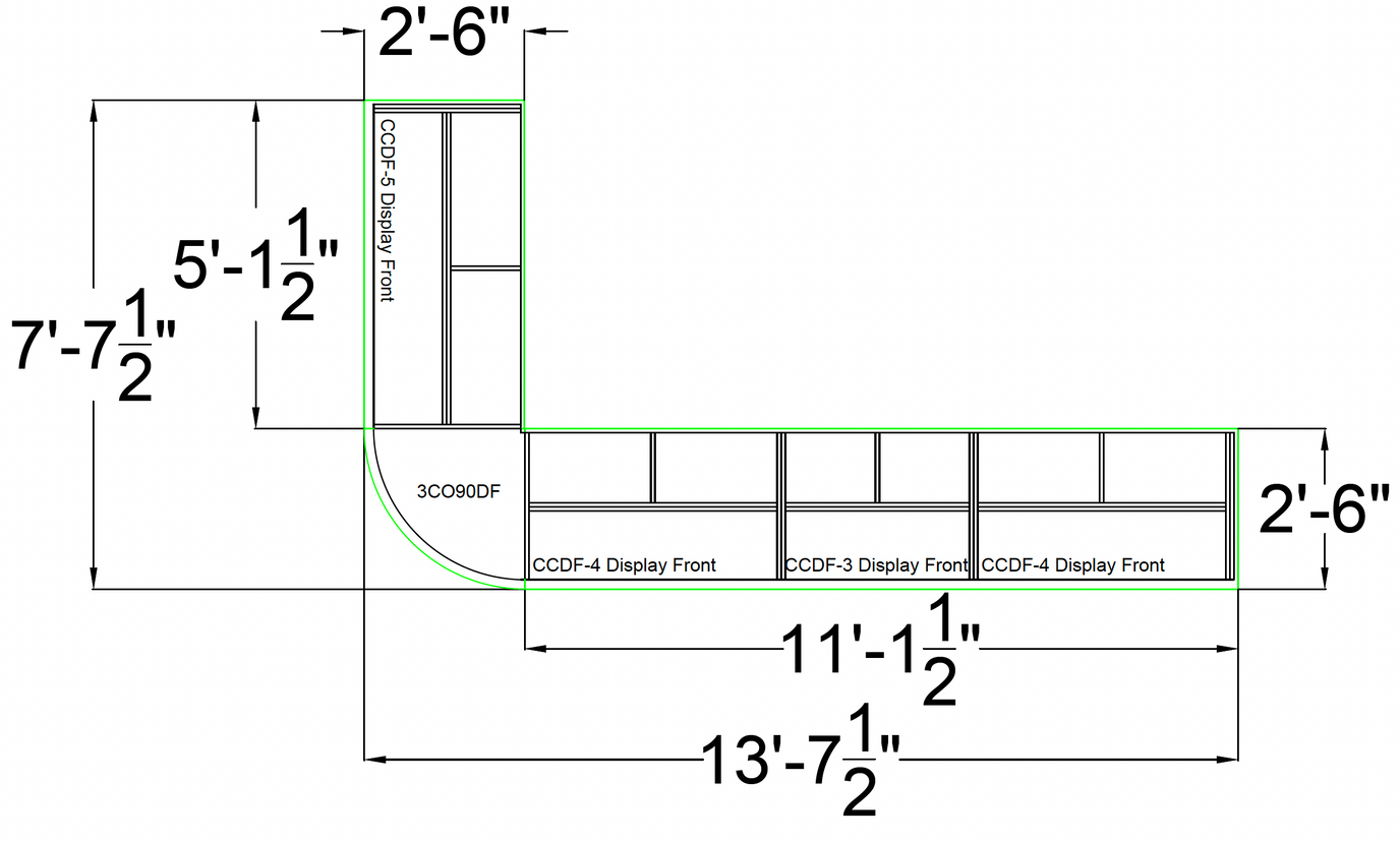 Curved Display-Front Checkout Counter with Display Front Shelves & LED