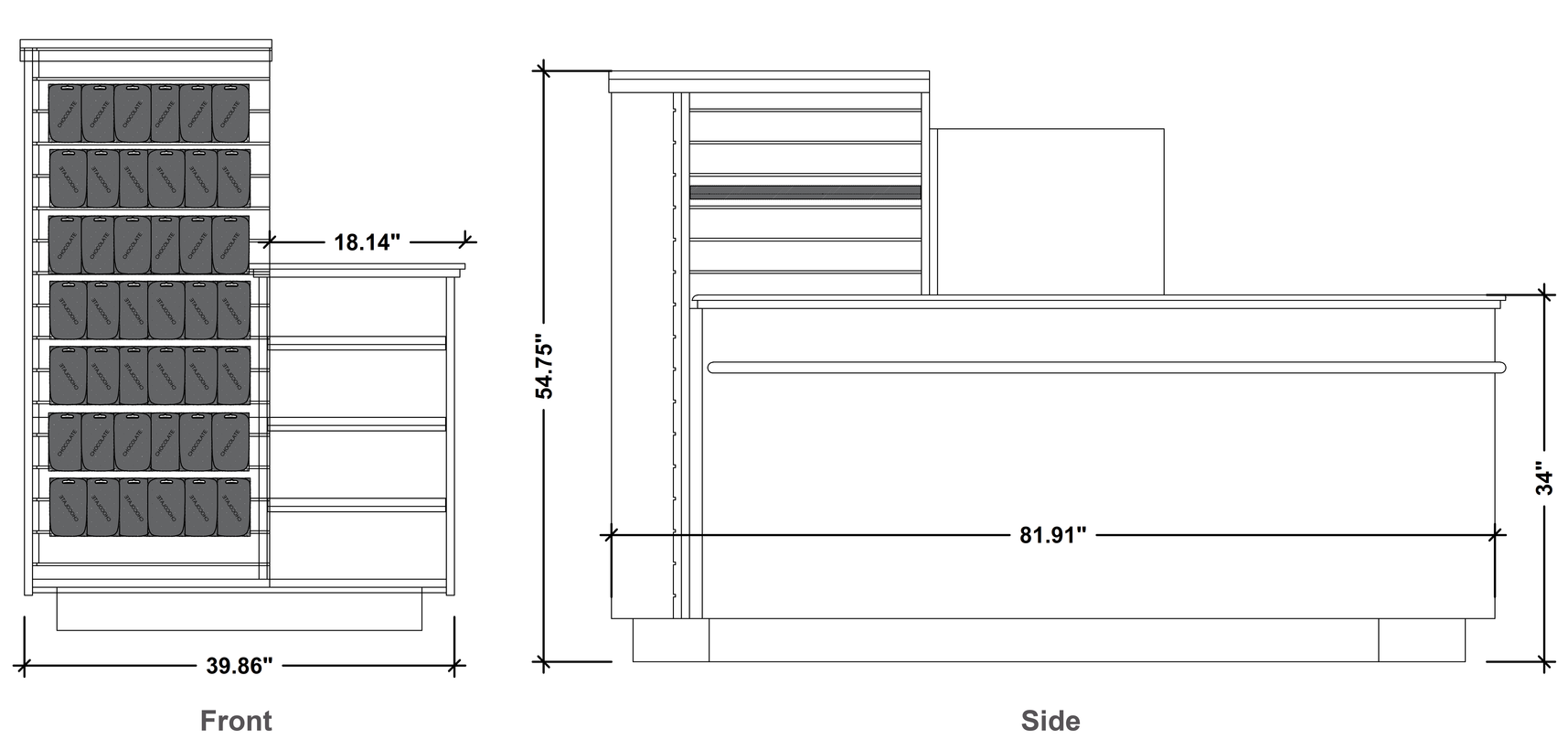 Compact Checkout with 3-Sided Merchandising