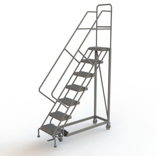 7-Step Tri-Arc Rolling Safety Ladder - Perforated Tread / 450 lb. Capacity - Modern Store Equipment | www.modernstoreequipment.com