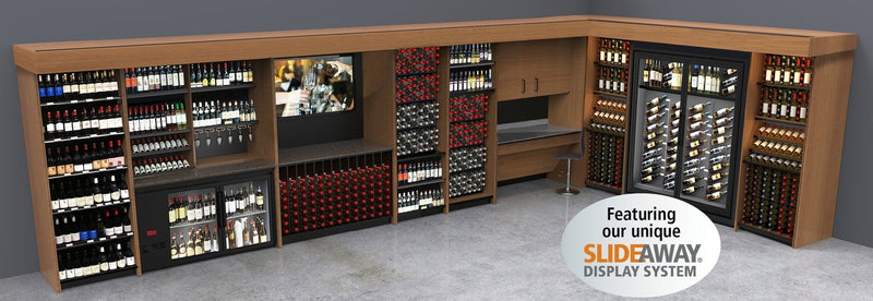 Millennial Configuration 4: Shelving, Wine Tasting, TV Hutch, Temp-Controlled Wine Display