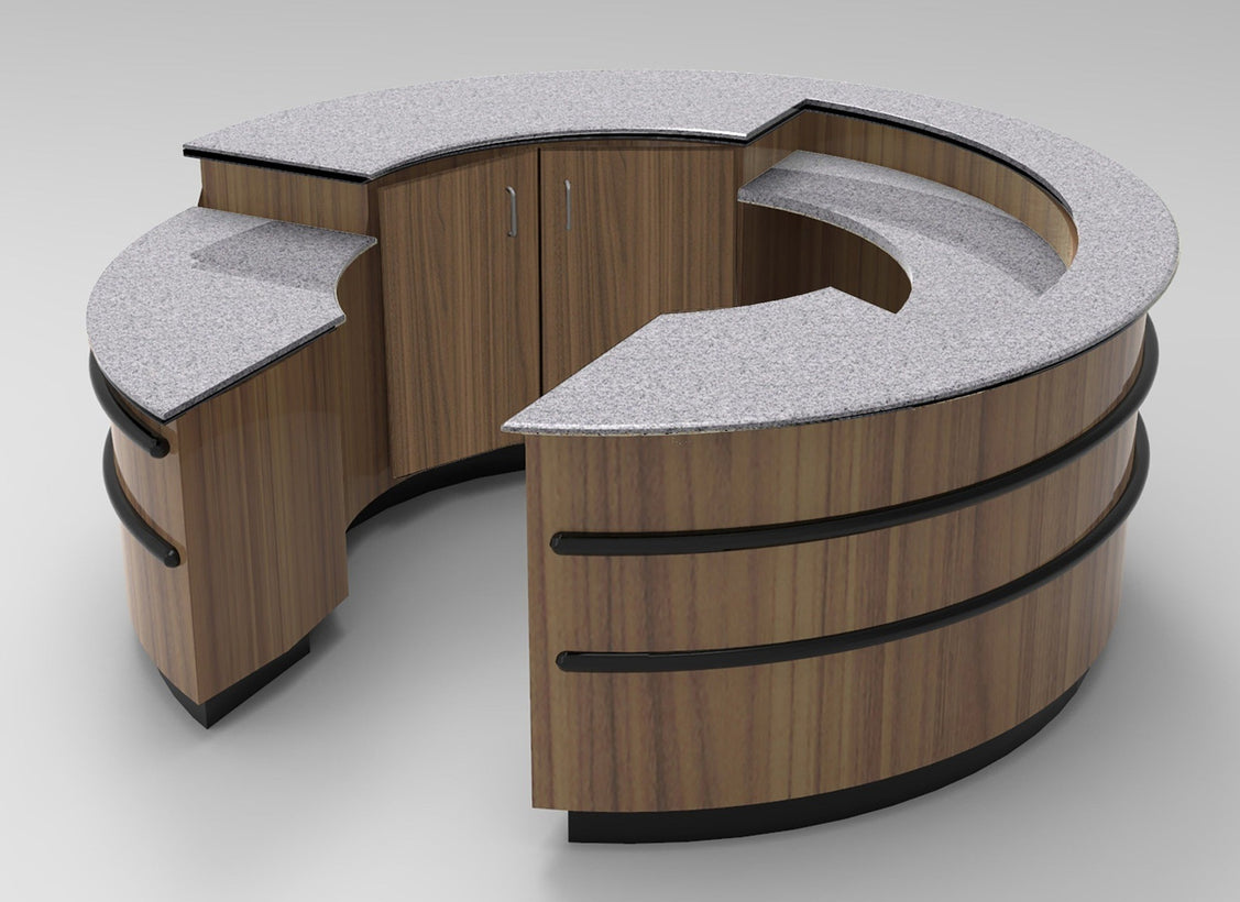 9' Round Customer Service or Sampling Counter / 3 Work Levels
