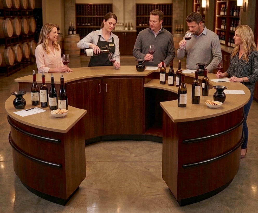 9' Round Customer Service or Sampling Counter / 3 Work Levels