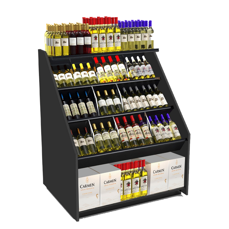 3-Tier Tilted Wine Rack Display 48"W x 42"D x 58"H