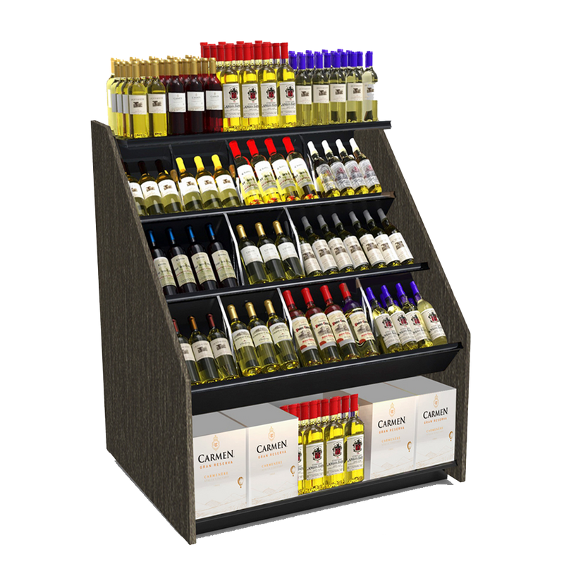 3-Tier Tilted Wine Rack Display 48"W x 42"D x 58"H