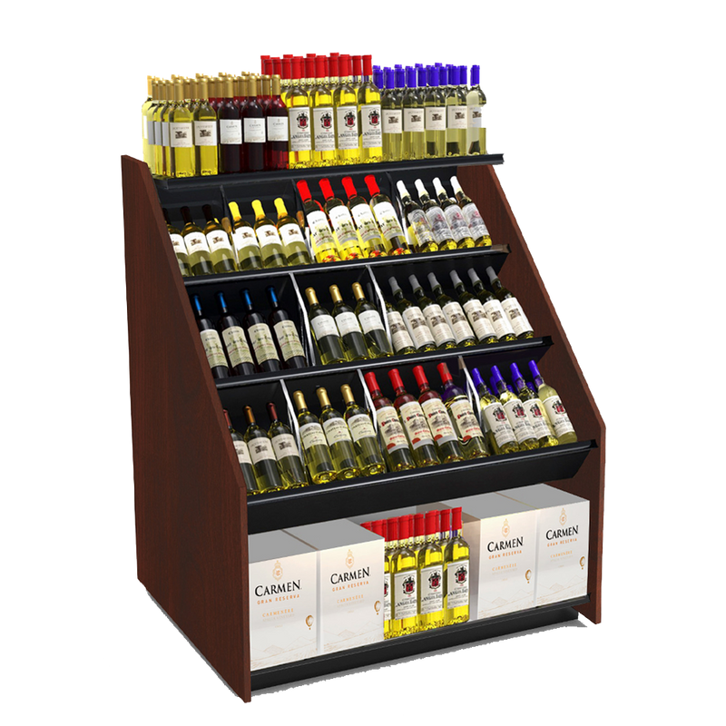 3-Tier Tilted Wine Rack Display 48"W x 42"D x 58"H