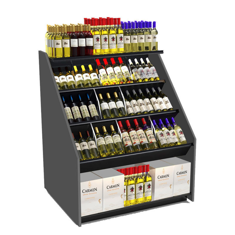 3-Tier Tilted Wine Rack Display 48"W x 42"D x 58"H