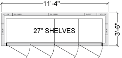 4 Glass Door Reach-In Cooler with Shelving, Choice of Refrigeration - Modern Store Equipment