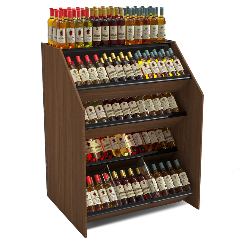 4-Tier Tilted Wine Rack Display / 150+ Bottles on Display