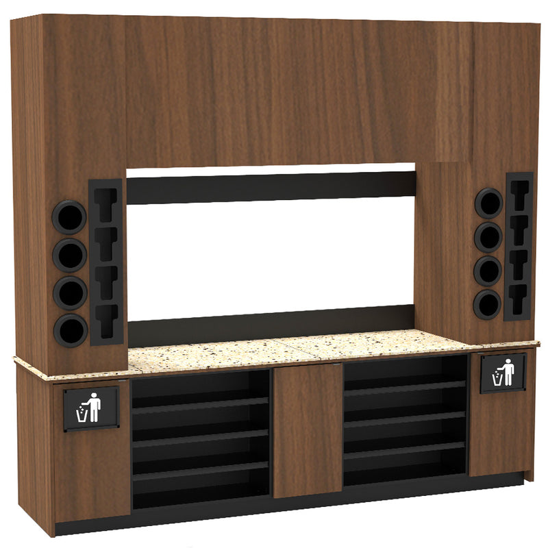 Modular Self-Serve Beverage Station with Side Cup Dispensers: 115.5"L x 30"D