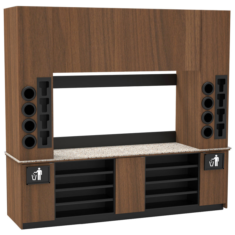Modular Self-Serve Beverage Station with Side Cup Dispensers: 115.5"L x 30"D