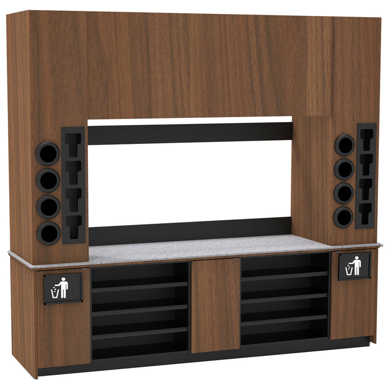 Modular Self-Serve Beverage Station with Side Cup Dispensers: 115.5"L x 30"D