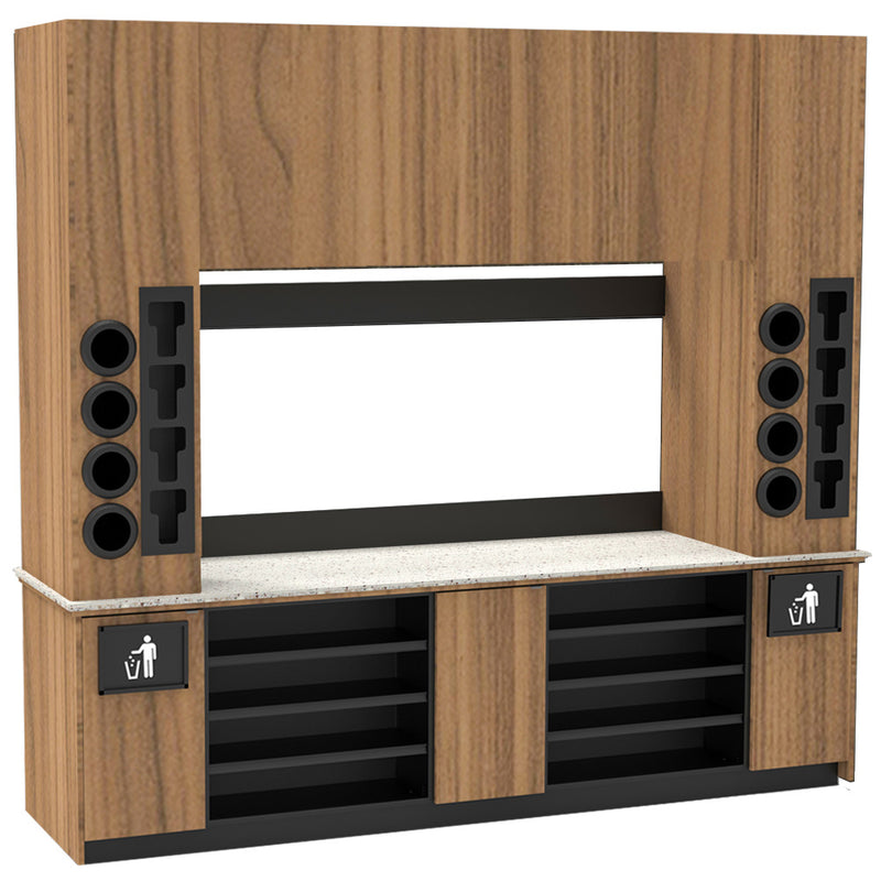 Modular Self-Serve Beverage Station with Side Cup Dispensers: 115.5"L x 30"D