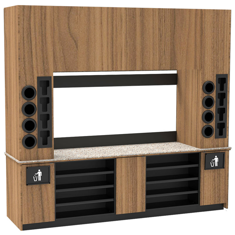 Modular Self-Serve Beverage Station with Side Cup Dispensers: 115.5"L x 30"D