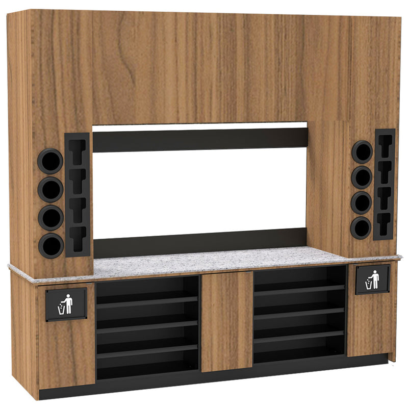 Modular Self-Serve Beverage Station with Side Cup Dispensers: 115.5"L x 30"D