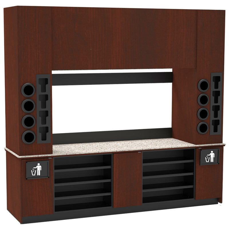 Modular Self-Serve Beverage Station with Side Cup Dispensers: 115.5"L x 30"D