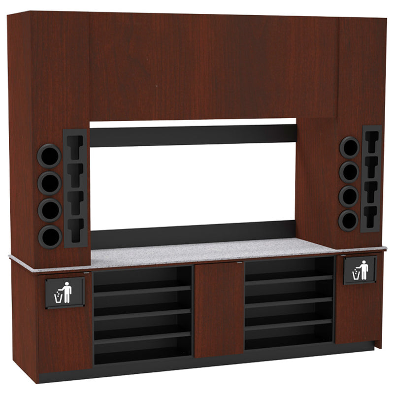 Modular Self-Serve Beverage Station with Side Cup Dispensers: 115.5"L x 30"D