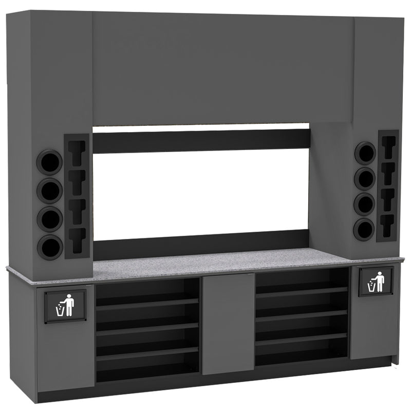 Modular Self-Serve Beverage Station with Side Cup Dispensers: 115.5"L x 30"D