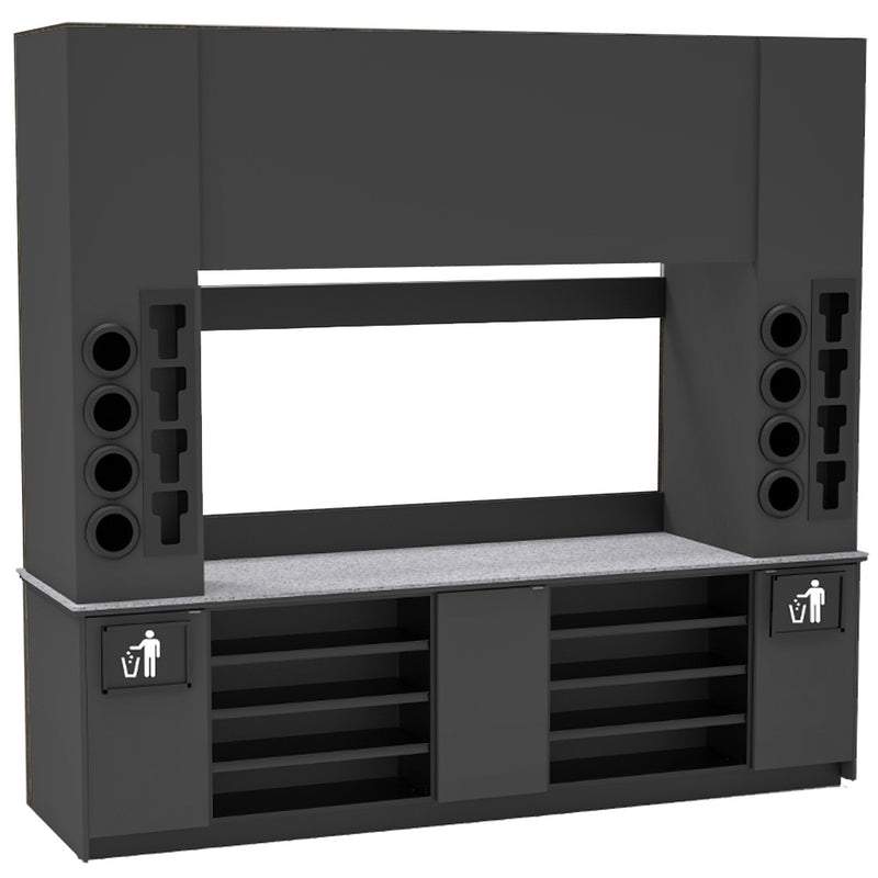 Modular Self-Serve Beverage Station with Side Cup Dispensers: 115.5"L x 30"D