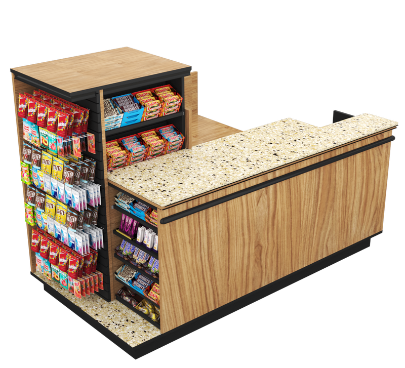 Compact Checkout with 3-Sided Merchandising