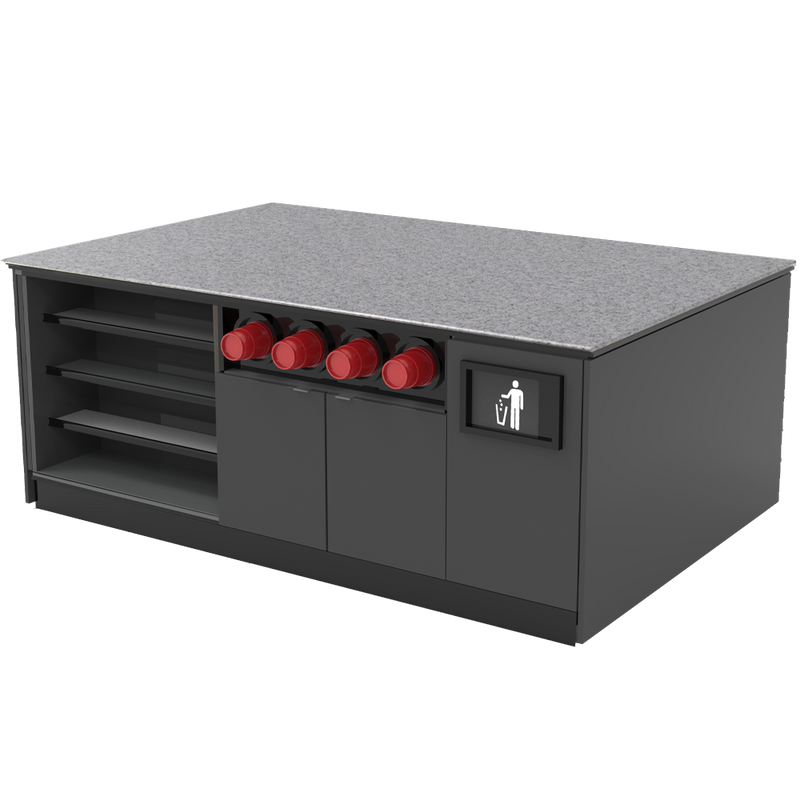 Modular Coffee / Beverage Prep Island: 83.5"L x 60"D