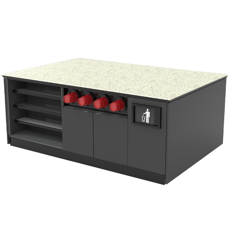 Modular Coffee / Beverage Prep Island: 83.5"L x 60"D