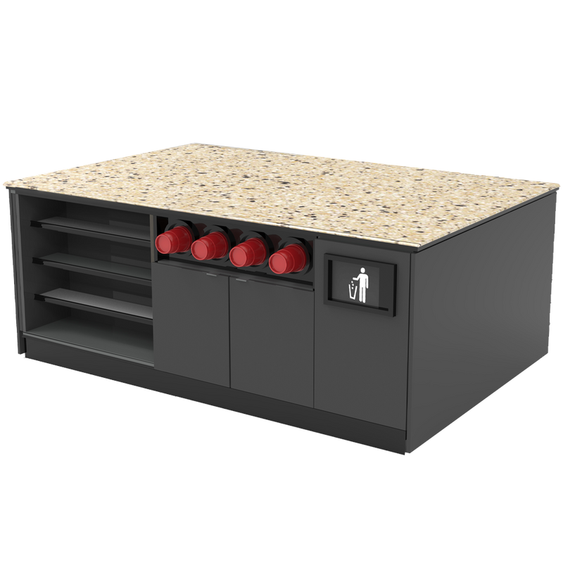 Modular Coffee / Beverage Prep Island: 83.5"L x 60"D