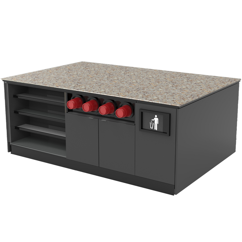 Modular Coffee / Beverage Prep Island: 83.5"L x 60"D