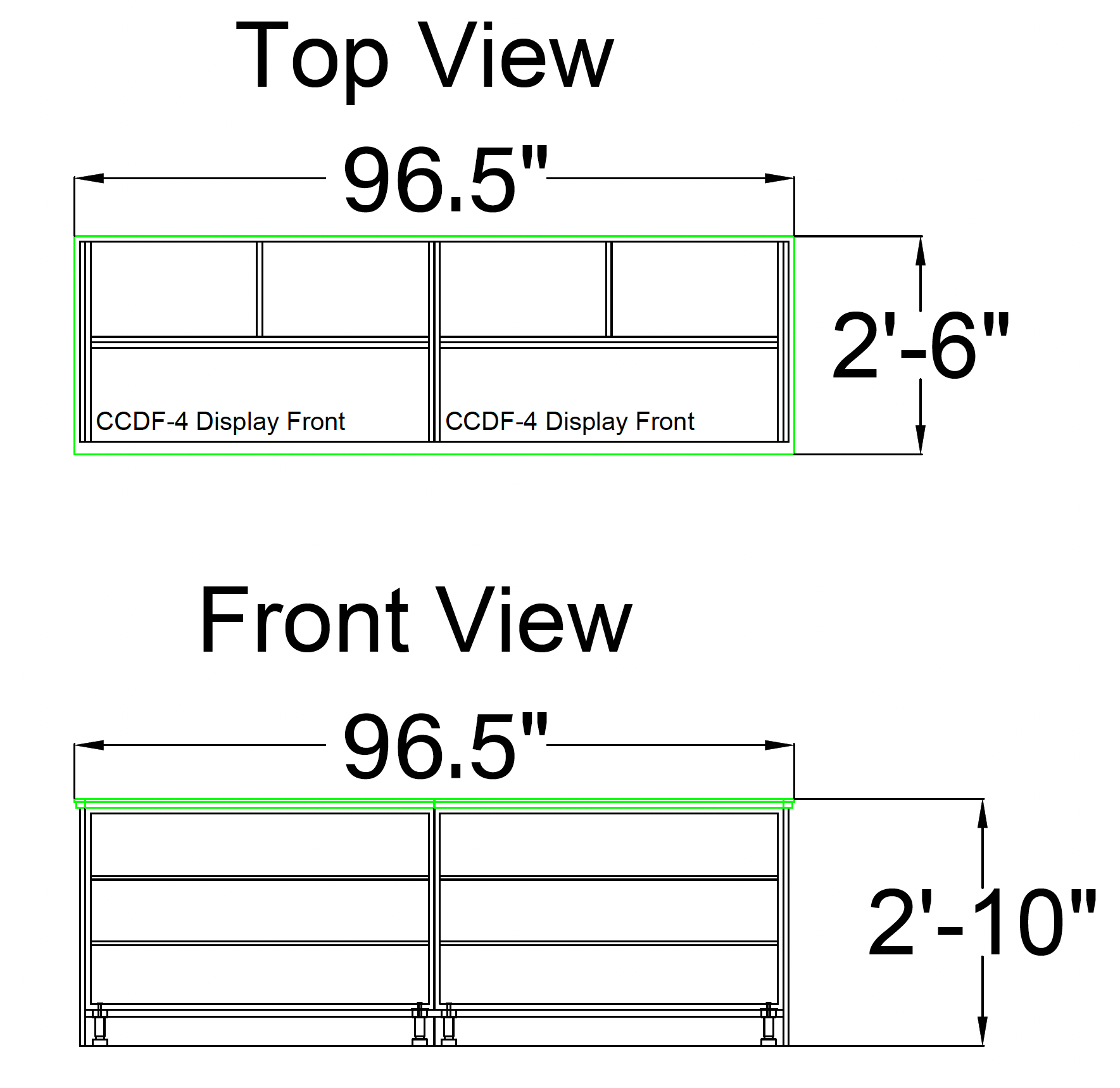 Straight Checkout Counter with Display Front Shelves & LED: 8 Ft. Counter Space