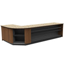 Curved Display-Front Checkout Counter with Display Front Shelves & LED • 15+ Ft. Counter Space