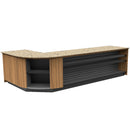 Curved Display-Front Checkout Counter with Display Front Shelves & LED • 15+ Ft. Counter Space