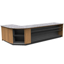 Curved Display-Front Checkout Counter with Display Front Shelves & LED • 15+ Ft. Counter Space