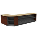 Curved Display-Front Checkout Counter with Display Front Shelves & LED • 15+ Ft. Counter Space