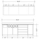 Coffee / Beverage Prep Wall Station • Cup Dispenser: 99.5"W x 30"D x 34"H