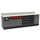 Coffee / Beverage Prep Wall Station • Cup Dispenser: 99.5"W x 30"D x 34"H