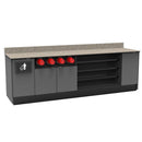 Coffee / Beverage Prep Wall Station • Cup Dispenser: 99.5"W x 30"D x 34"H