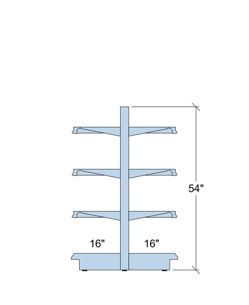 Standard Duty Steel Gondola Shelving: 54"H x 35.5"D * 6 Shelves