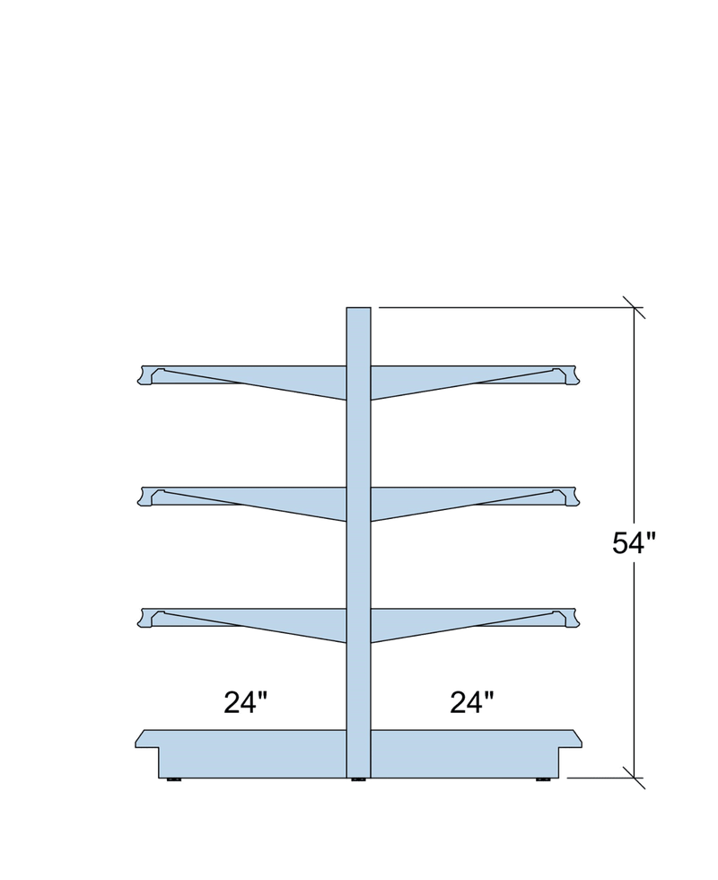 Heavy Duty Steel Gondola Shelving: 54"H x 51.5"D * 6 Shelves * IN STOCK