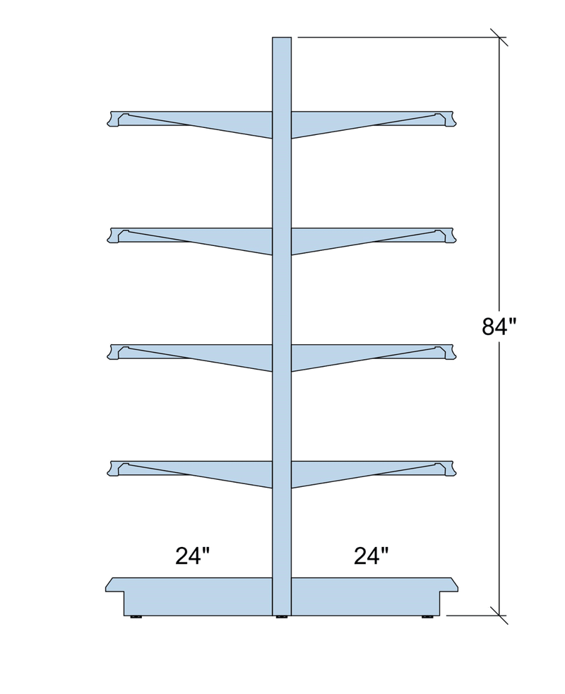 Heavy Duty Steel Gondola Shelving: 84"H x 51.5"D * 8 Shelves * IN STOCK