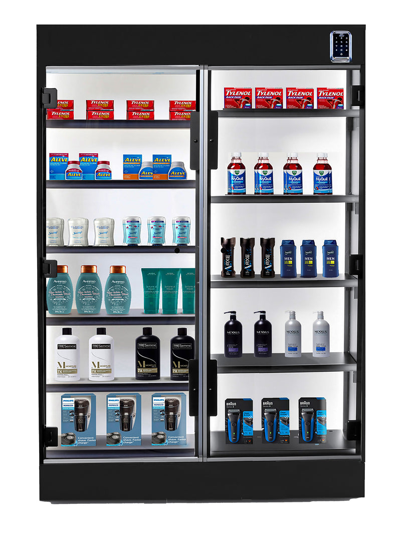 Secure Display Magnetic Lock Case with French Swing Acrylic Doors: 60"W x 24"D x 80.5"H
